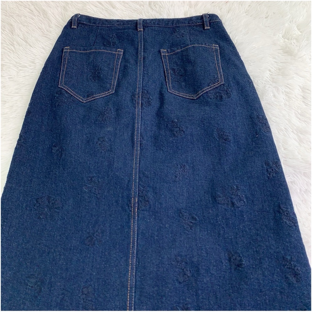 Jason Wu Blue front slit embroidered denim maxi skirt - Picture 7 of 10